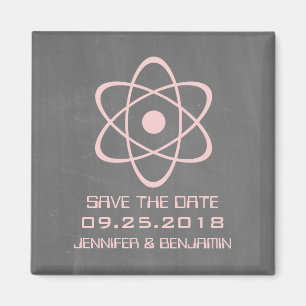 Pink Atomic Chalkboard Save the Date Magnet