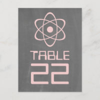 Pink Atomic Chalkboard Table Number Postcard