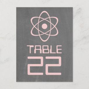 Pink Atomic Chalkboard Table Number Postcard