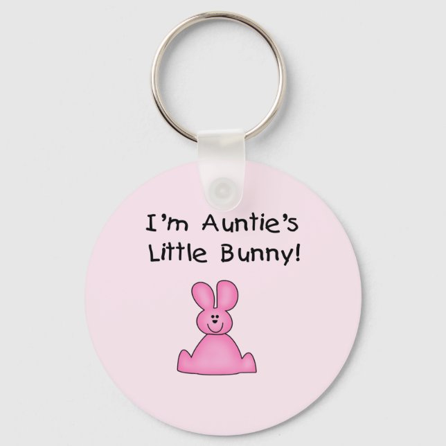 Pink Auntie's Little Bunny T-shirts and Gifts Keychain (Front)