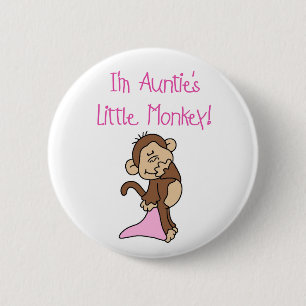 Pink Auntie's Monkey 2 Inch Round Button
