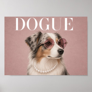 Pink Australian Shepherd Dog Covergirl A4 Poster