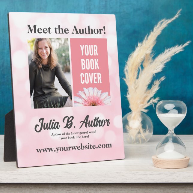 Pink Author Book Signing or Book Launch Promotion Plaque (Side)