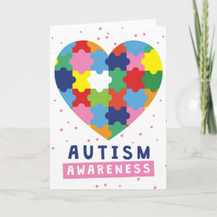 pink autism awareness card