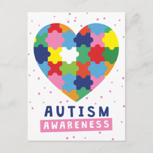 pink autism awareness postcard