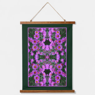 Pink Autumn Aster Flowers Orton Abstract Hanging Tapestry