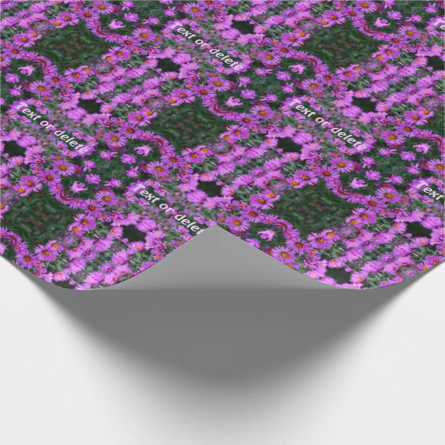 Pink Autumn Aster Flowers Personalized Wrapping Paper (Corner)