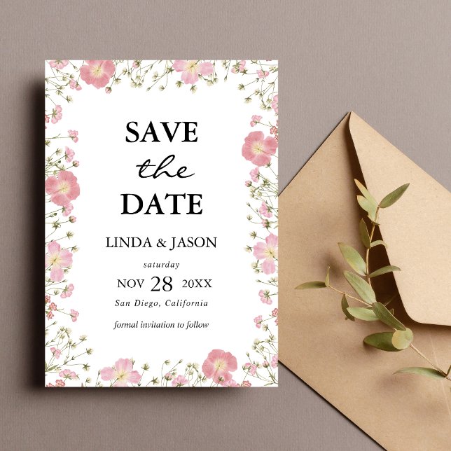 Pink Autumn Floral Custom Wedding Save The Date Invitation (Creator Uploaded)