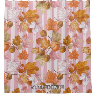 Pink Autumn Leaves and Acorns Pattern - Fall