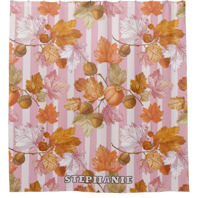 Pink Autumn Leaves and Acorns Pattern - Fall (Front)