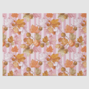 Pink Autumn Leaves and Acorns Pattern - Fall Tissue Paper