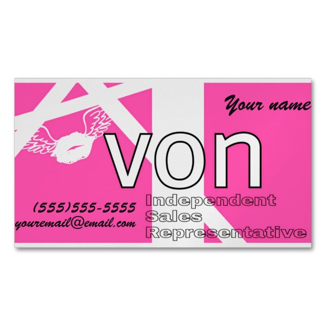 Pink Avon Personalized Magnetic Business Card (Front)