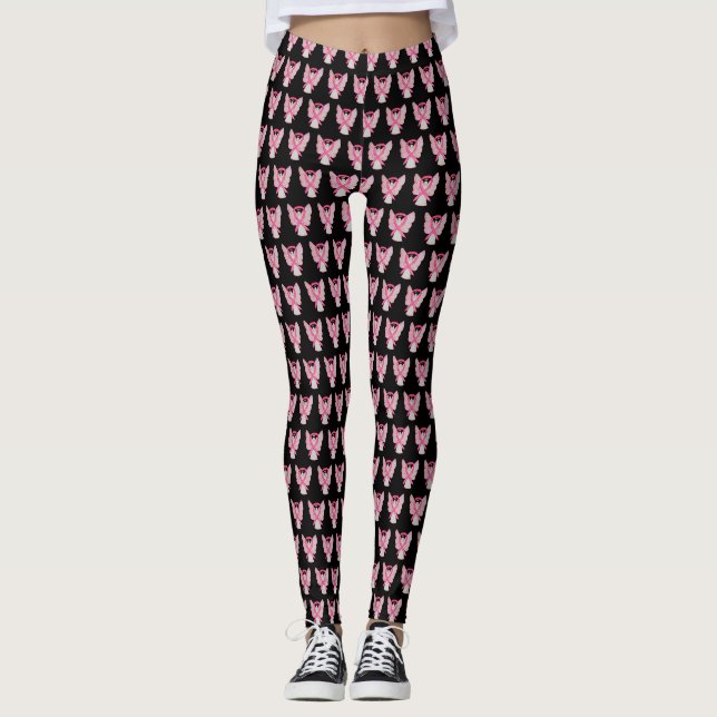 Pink Awareness Ribbon Angel Art Leggings personnal (Devant)