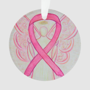 Pink Awareness Ribbon Angel Customized Ornaments