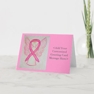 Pink Awareness Ribbon Angel Personalized Cards