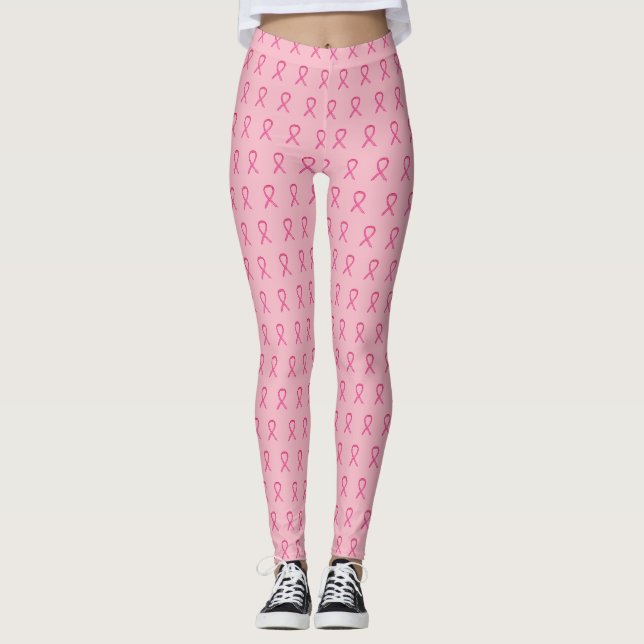 Pink Awareness Ribbon Art Breast Cancer Leggings (Front)