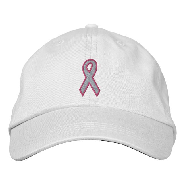 Pink Awareness Ribbon Embroidered Hat (Front)