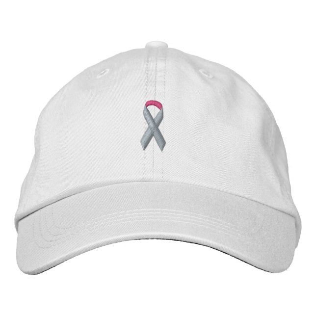 Pink Awareness Ribbon Embroidered Hat (Front)