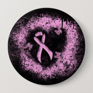 Pink Awareness Ribbon Grunge Heart 4 Inch Round Button
