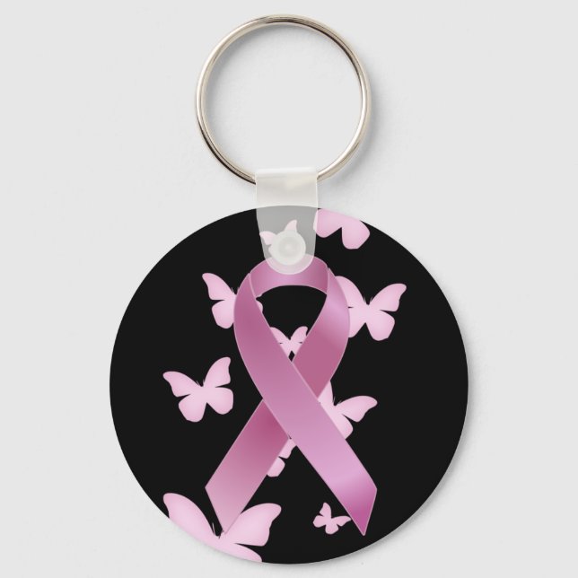 Pink Awareness Ribbon Keychain (Front)