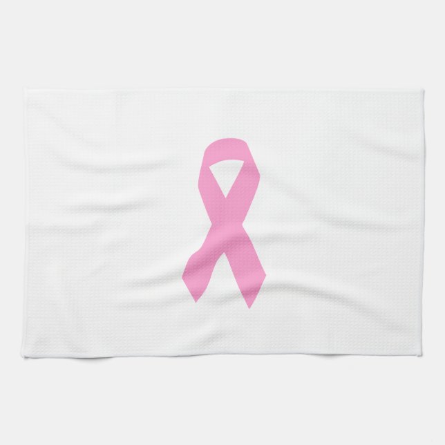 Pink Awareness Ribbon Kitchen Towel (Horizontal)