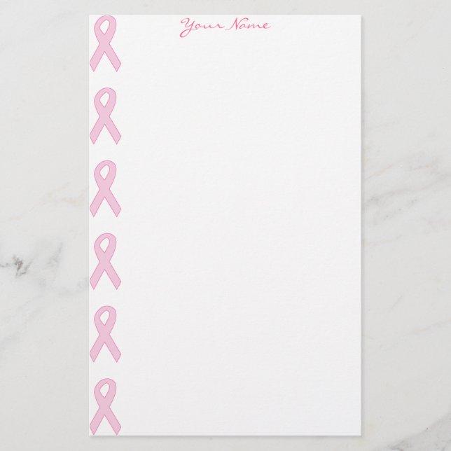 Pink Awareness Ribbon Stationery (Front)