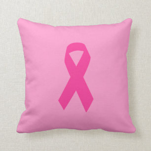 Pink Awareness Ribbon Throw Pillow