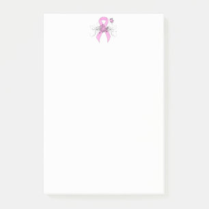 Pink Awareness Ribbon with Butterfly Post-it Notes