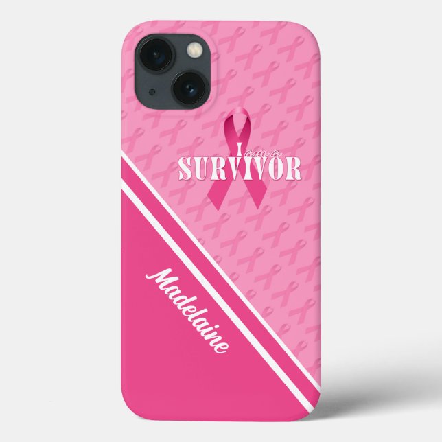 Pink Awarness Ribbon with Name Case-Mate iPhone Case (Back)