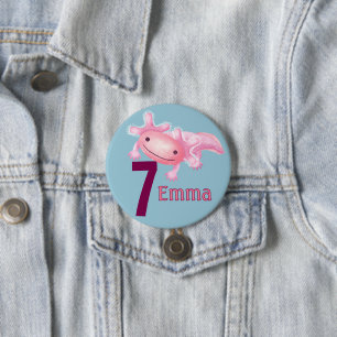 Pink Axolotl 3 Inch Round Button