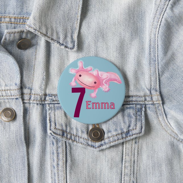 Pink Axolotl 3 Inch Round Button (In Situ)