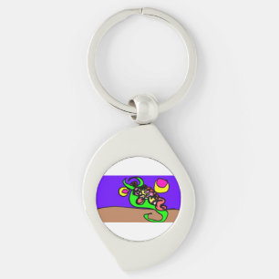 Pink axolotl art keychain