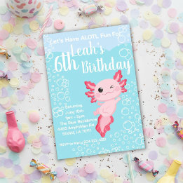 Pink Axolotl Birthday Party Invitation