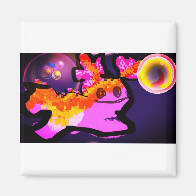 Pink axolotl fun wave magnet (Front)