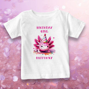 Pink Axolotl Girl's Birthday Girl Personalized Baby T-Shirt