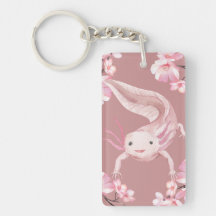 Pink Axolotl Keychain