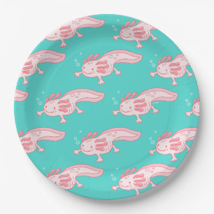 Pink Axolotl Pattern Paper Plate
