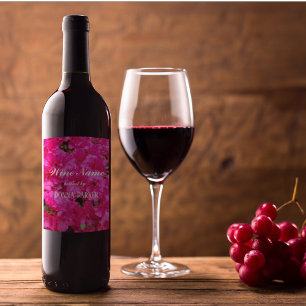 Pink Azalea Blooms Photo Personalized Wine Label