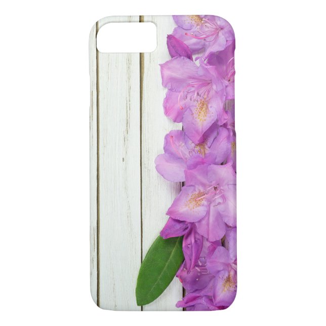 pink azalea border on wood Case-Mate iPhone case (Back)