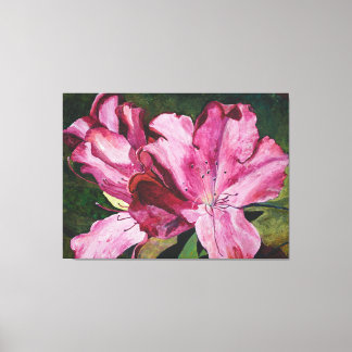 Pink Azalea Flowers Painting Canvas Print