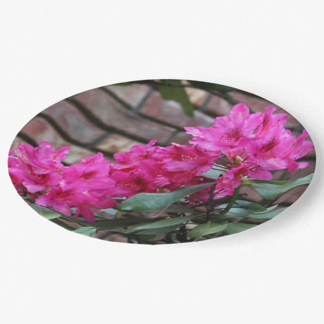 Pink Azalea Flowers Paper Plate (Angled)