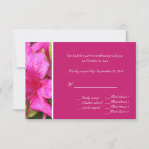 Pink azalea flowers RSVP cards for weddings