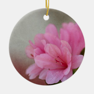 Pink Azalea Textured Personalized Ceramic Ornament