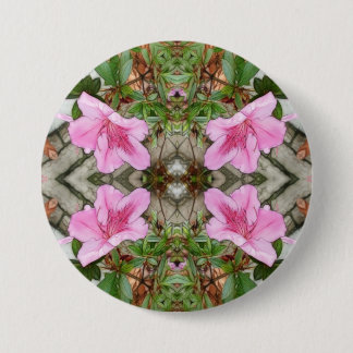 Pink Azaleas 1E kaleidoscope 3 Inch Round Button