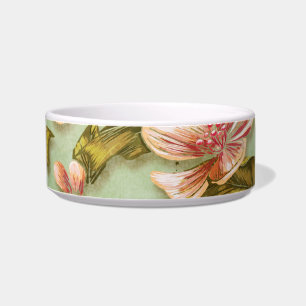 Pink Azaleas Vintage Floral on Green Mist Bowl