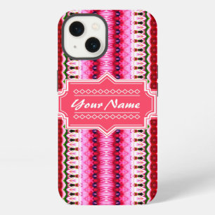 Pink Aztec Tribal Ikat Personalized Name iPhone 13 Case