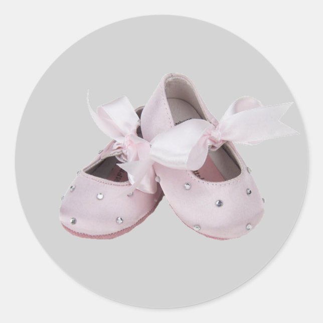 Pink Baby Ballet Shoes Classic Round Sticker (Front)