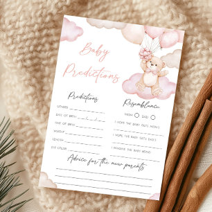 Pink Baby Bear Balloon Baby Predictions Game