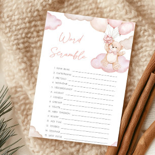 Pink Baby Bear Balloon Shower Word Scramble Game
