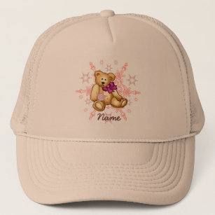 Pink Baby Bear custom name hat